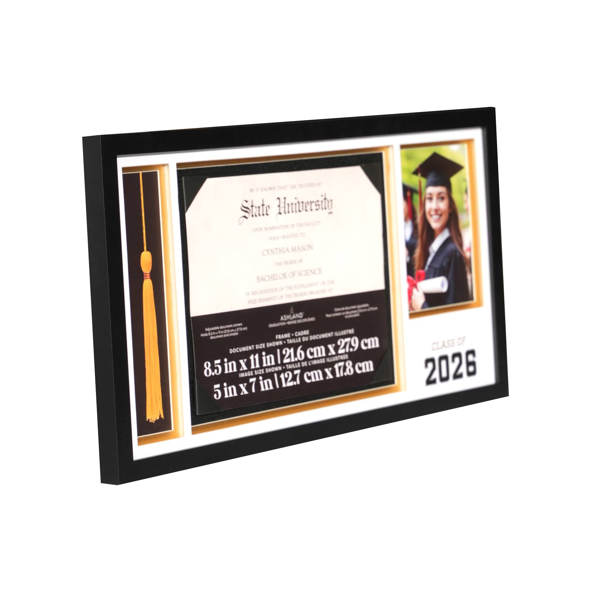 3 Opening 21.5" x 11.25" Class of 2026 Document, Photo & Tassel Matted Frame, Graduation by Ashland®
